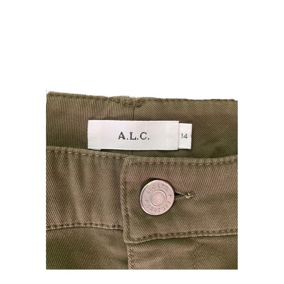 A.L.C. Fallon High rise Wide Leg Stretch Twill Utility Pocket Army Green Crop - Picture 11 of 14